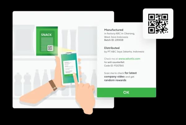 Scanning the QR code on packaging to see the product's digital identity