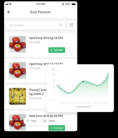 Retailer ordering products in the app