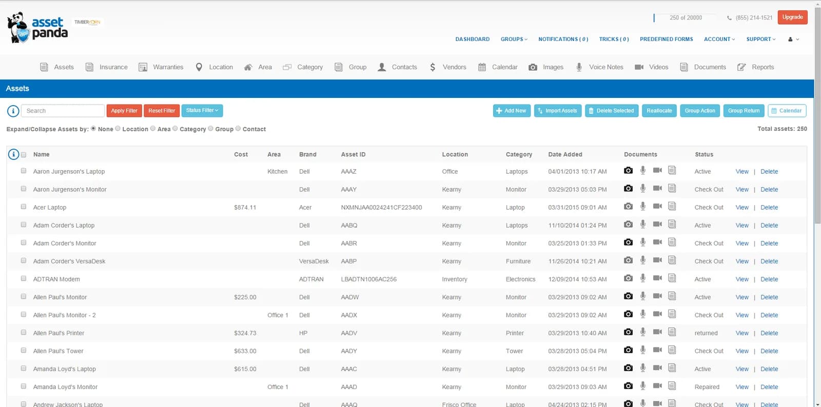 asset management system - asset panda